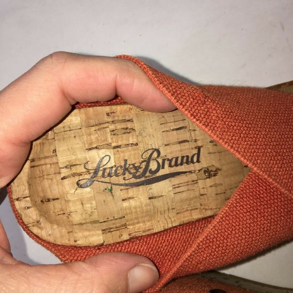 Women's Lucky Brand Cork Wedges Criss Cross Orange - Picture 8 of 9